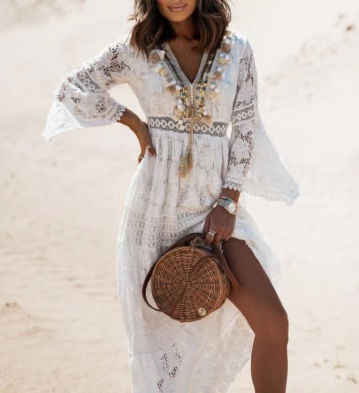 Women's Clothing Spot 1931 & Archer0603 & Summer New Products Lace Splicing Lace Tassel Horn Line Swing_ecoleips.com