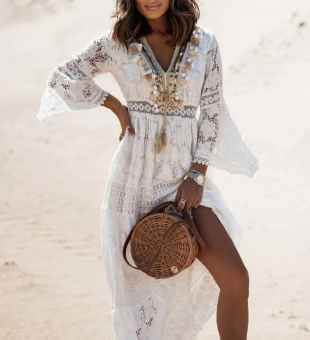 Women's Clothing Spot 1931 & Archer0603 & Summer New Products Lace Splicing Lace Tassel Horn Line Swing_ecoleips.com