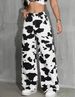 Women's High-Waisted Cow Print Wide Leg Pants Slimming Straight Leg Faux Jeans European American Style Retro Y2K Unique Print_ecoleips.com