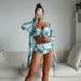 Women's Long-Sleeve Bikini Set – Floral Print Swimwear With Padded Top & UV Protection (Trendy 3-Piece For Beach & Pool)_ecoleips.com