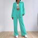 Women's Clothing Simple Solid Color Shirt Wide Leg Trousers Casual Suit_ecoleips.com