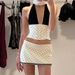 French Polka Dot Contrast Printed Lace Splicing Skinny Neck Suspender Top Spice Girl Sexy Backless Bottom Vest_ecoleips.com
