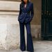 Women's Clothing Elegant Goddess Style Slim Fit Suit High Waisted Flared Trousers Set Double Breasted Autumn Fashion European Trend Long Sleeved_ecoleips.com
