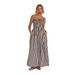 Women's Clothing Spring And Summer Striped Elastic Sexy Large Swing Pocket Suspender Dress_ecoleips.com