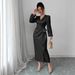 "Elegant Leopard Print Jacquard Maxi Dress With Tie Waist – Long Sleeve Resort Dress For Women"_ecoleips.com