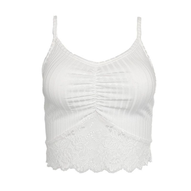 In Stock: 2025 Summer New Women's Clothing Lace Patchwork Ruffled Backless Short Camisole Vest For Women (European And American Style)_ecoleips.com