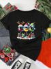 European And American Cross-border Foreign Trade Women's Clothing Christmas Wine Glass Print Round Neck Short-sleeve_ecoleips.com