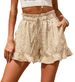 2025s 2025 Summer New Women's Chiffon Printed Casual Pocket Waist Shorts_ecoleips.com
