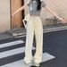 2025 Design-Driven White High-Waisted Diamond Pattern Jeans For Women, New Jacquard Slimming Wide-Leg Floor-Length Pants_ecoleips.com