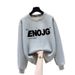Women's Thickened Fleece Lined Pure Cotton Sweatshirt round Neck Simple Letter Print Autumn Winter Fashion Top_ecoleips.com