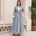 Women's Clothing Evening Dress Muslim Ladies Robe Lotus Leaf Sleeve New Mesh Dress_ecoleips.com