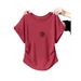 Women's Cotton Short Sleeve T-Shirt – Slim Fit, Wrinkle-Design, Summer Casual Top With Shoulder Seam Detail_ecoleips.com