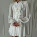 Women's French Style Elegant Short Dress Ruffled Hem Stand Collar Long Sleeves Elastic Waist A-Line Skirt Cross Border Design_ecoleips.com