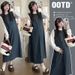 Autumn Winter New Korean Fashion 2-Piece Denim Maternity Dress For Pregnant Women_ecoleips.com
