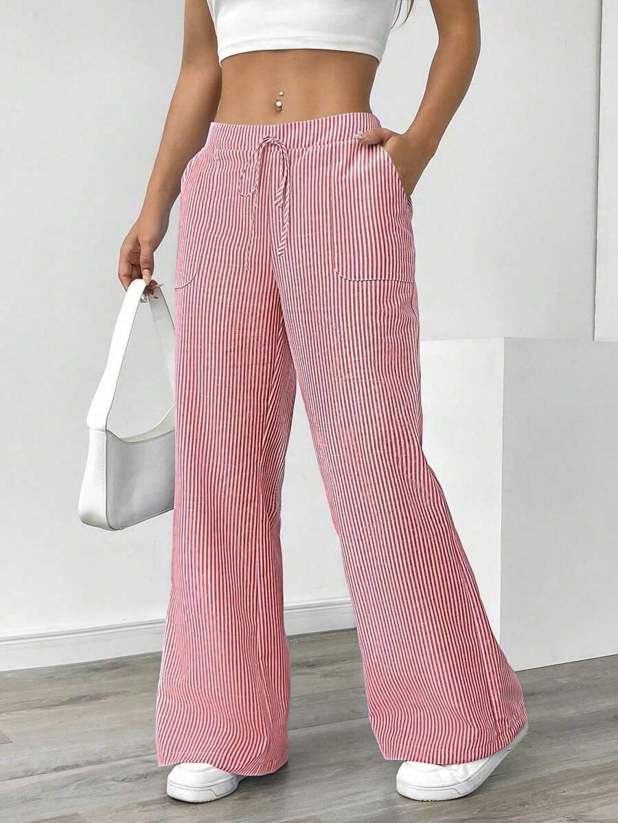K New Striped Pants Casual Street Fashion Loose Wide Leg Pants_ecoleips.com