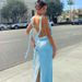European And American 2026 Summer New Style Internet Celebrity Lace Strap Backless Fashionable Ruffle Ribbon Long Dress_ecoleips.com
