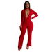 Women’s Clothing Fashion Sexy V Neck Long Sleeved Hot Diamond Arm Jumpsuit New_ecoleips.com