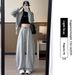 Aria Basics Black Curved Hem Spor For Women, Spring 2026 New Style, Plus Size, Banana Wide-leg Sweatpan, Casual Straight-leg_ecoleips.com