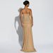Strapless Silver-Toned Gown – High Waist A-Line Evening Dress With Detachable Neck Scarf (Black/Khaki, S-L)_ecoleips.com