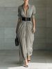 Spring/Summer Fashion Collar-Neck Button-Up Shirt Dress With Belt_ecoleips.com