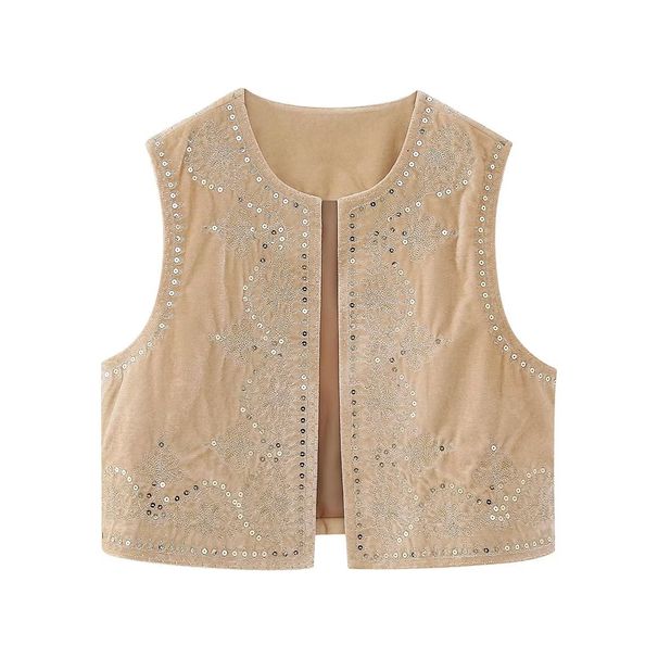 Women's Clothing Style Women's Retro Fashion Casual Embroidered Velvet Vest For Formal & Casual For Women_ecoleips.com