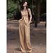 Summer European Fashion Chic Style Handsome Suit Vest + Wide-Leg Pants Linen For Women Two-Piece Set_ecoleips.com