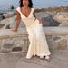 Women's 2 Piece French Style Low Cut Cropped Cami Top And Ruched Midi Skirt Set – Summer Resort Outfit_ecoleips.com
