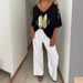 Women's Clothing Summer New Fashion Printed Off shoulder V neck Short sleeved Tops Women's Clothing_ecoleips.com