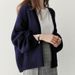 Aria Basics Aria Basics 2024 New European And American Winter Fashion Solid Color Loose Versatile Sweater Women's V-Neck Design Knitted Cardigan_ecoleips.com