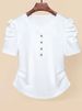 Women's Clothing New Style Puff Sleeve Slim Short Sleeve High End Niche Pleated T Shirt Female Slim Top Ins_ecoleips.com