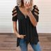 Aria Basics Aria Basics European And American Foreign Trade Women's Clothing Summer New Waffle V-neck Solid Color Off-shoulder Loose_ecoleips.com
