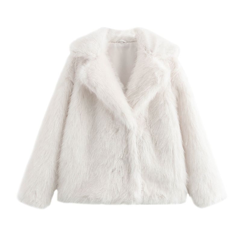 New Women's Temperament Lapel Short Furry Fur Jacket_ecoleips.com