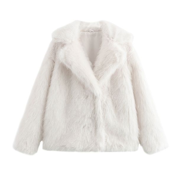 New Women's Temperament Lapel Short Furry Fur Jacket_ecoleips.com