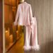 Women's Clothing Pink Feather Splicing Suit Two Piece Suit Temperament Dress Pants Suit_ecoleips.com