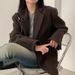 ng2510292 Korean Chic Autumn And Winter New Style High-end Loose Casual Versatile Long-sleeved Thick Solid Color Woolen Blazer For_ecoleips.com