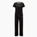 Women's Summer Fashion Color Block Two Piece Set round Neck Short Sleeve Top Loose Sports Pants Casual Print 8002_ecoleips.com