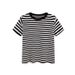 Fashionable Striped Design Korean-Style Pure Cotton Short-Sleeved Top, Summer Round-Neck Short T-Shirt, Petite Girls_ecoleips.com