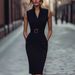 Women's Clothing Elegant Casual Sleeveless Dress With Belt And Pocket For Formal & Casual For Women Spring Autumn_ecoleips.com