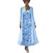 Women's Floral Print Two-Piece Dress Set, V-Neck 3/4 Sleeve Loose Fit Maxi Dress With 3d Floral Pattern, Casual Comfort Outfit_ecoleips.com