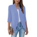 Women's Clothing Solid Color Cardigan Coat 3/4 Sleeve Ruffle Top Coat Cardigans_ecoleips.com
