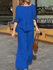 Cross-border European American 2024 Summer New Cotton And Linen Women's Fashion Solid Color Loose Casual Two-Piece Set_ecoleips.com
