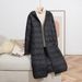 Women's Lightweight Long Hooded Down Jacket With Wavy Design, Slim Fit Winter Coat For Casual Wear (Beige, Pink, Gray, Brown, Black)_ecoleips.com