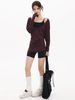 K Fashionable Large U-neck Hip Covering Long Sleeved T-shirt For Sports, Fitness, Yoga, Loose Fit, Waist Cinching, Slimming Top For Women_ecoleips.com