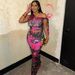 Women Fashion Elegant Printed One Shoulder Strappy Slim Fitted Top Low Waist Long Dress Two Piece Set Party Casual Outfit135_ecoleips.com
