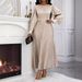 Women's Clothing Waist Loose Long Sleeved Pleated Dress_ecoleips.com