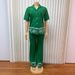 Women's Embroidered Shirt And Pants Two-Piece Set - Pocket Detail Lapel V-Neck Blouse With Straight-Leg Trousers_ecoleips.com