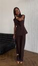 K Women's New Style Temperament Double Breasted Waisted Vest Top High Waisted Pants Set. No Accessories_ecoleips.com