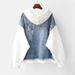 Plus Size Denim Jacket For Women – Oversized Hooded Baseball Style, Comfort Fit (L-4XL, Pink/White)_ecoleips.com