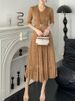 2025 Spring Autumn New Dress For Women High-end Elegant Fashion Commuter Style Lace Blazer Collar Pleated Skirt_ecoleips.com