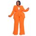 Women's Clothing Plus Size Fashion Temperament Professional Leisure Long Sleeved Trousers Tie Two Piece Suit_ecoleips.com